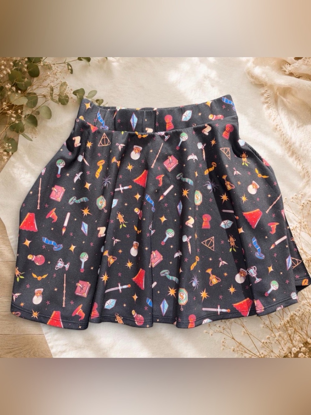 Harry Potter Wizarding World Magic Icon All Over Print Skater Skirt Medium M